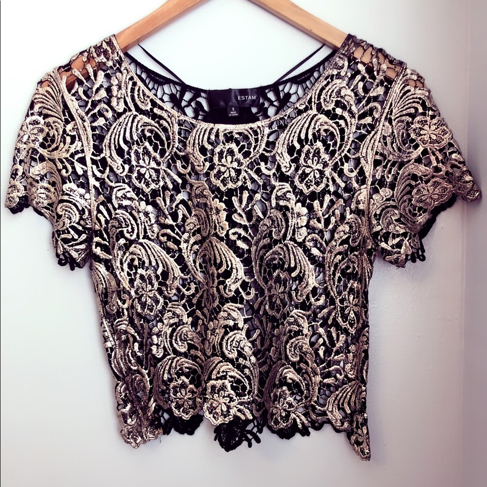Rose gold and black blouse